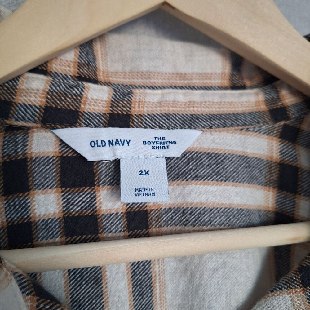 💙 Old Navy Soft Plaid Cotton Flannel Button Down Size 2X Western Fall Country C - Picture 3 of 7